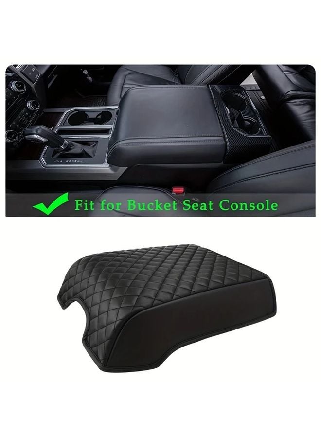 Ford F150 F250 F350 F450 Expedition PU غطاء مسند الذراع الجلدي بنمط الماس المُخيط باللون الأسود - Image 4